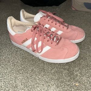 Pink suede adidas Gazelle shoes!